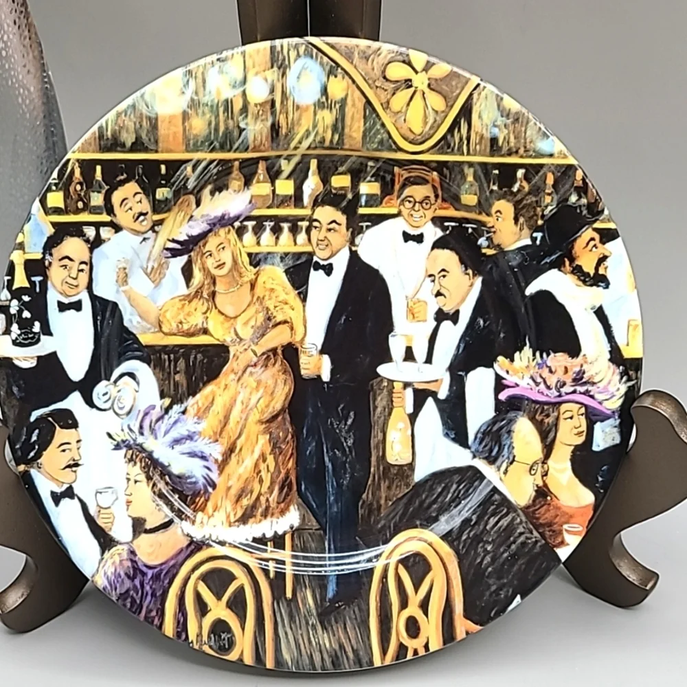 Williams Sonoma Vintage Illustrated Cocktail Party Dessert/Salad Plates Set of 3